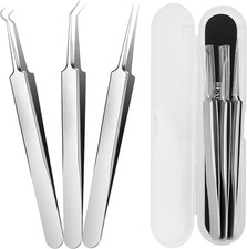 3 PCS Ingrown Hair Tweezers Stainless Steel Splinter Tweezers Pointed Blackhead