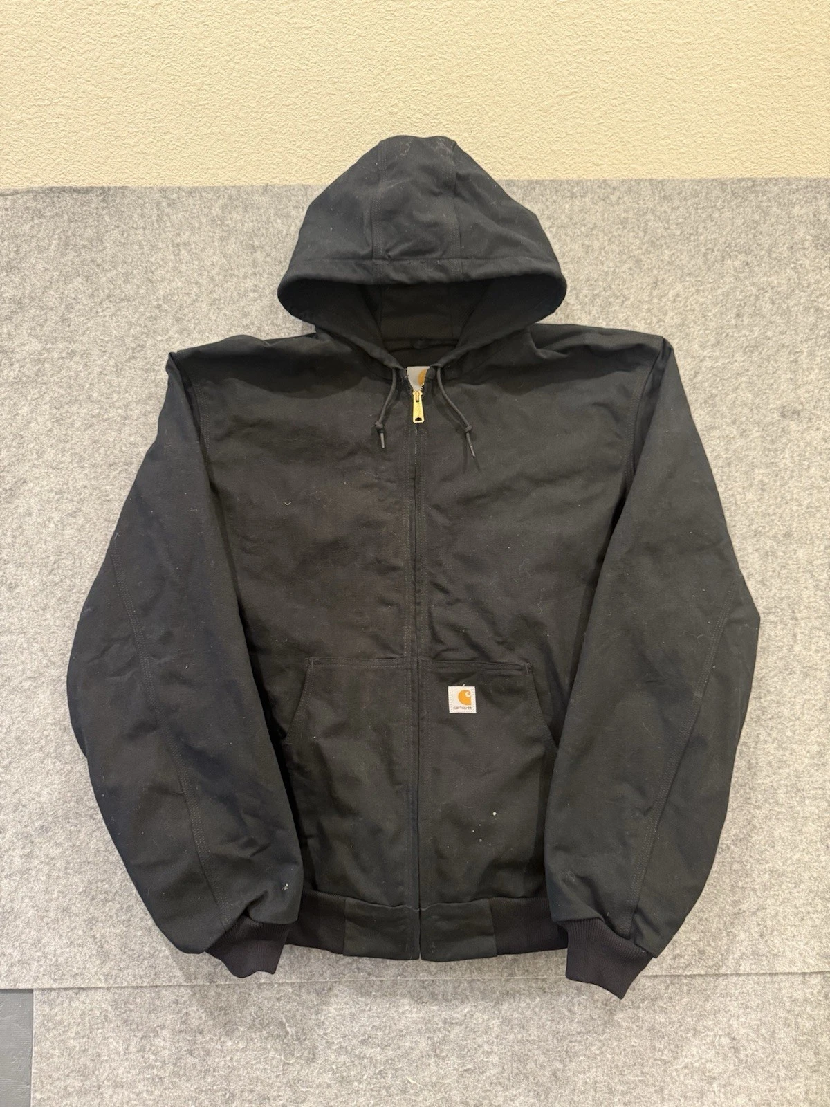 Carhartt Men’s Hoodie 2XL Tall Full Zip Jacket Black Made In USA