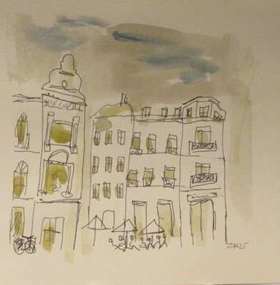 Altstadt Original Zeichnung Atelier Düsseldorf urban sketch 20x20