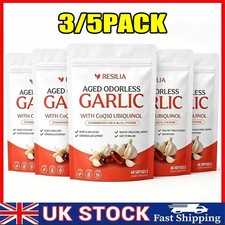 3/5PC Resilia Garlic Extract 600mg Softgels - 60 Count - Odorless Aged Garlic UK
