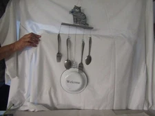 SUNSET VISTA DESIGNS FARM CAT METAL WIND CHIME YARD PORCH GARDEN  ART