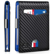 Money Clip Wallets for Men,Slim Bifold Wallet 10-12 Cards, Mens Leather Walle...