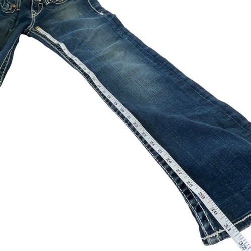 True Religion VTG Gina Super Boot Cut Jeans Sz 28 Women’s Low Rise Stitched Blue - Picture 10 of 11