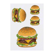 4 x 'Cheeseburger' Temporary Tattoos / Transfers TO00014824 