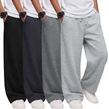 4 Pack Boys Sweatpants Athletic Straight Leg Pants Open Bottom Lightweight Dr...