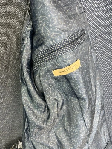 Civil Society Mens Blazer Medium Navy Blue Textured Paisley Sport Coat Jacket image 7