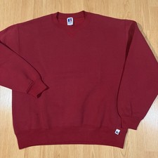 Vintage Russell Athletic Blank Burgundy Crewneck Sweatshirt Mens Large USA Made