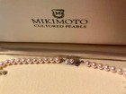 Mikimoto Cultured White Round Pearl Necklace 15in Silver Clasp, with velvet box — photo 2