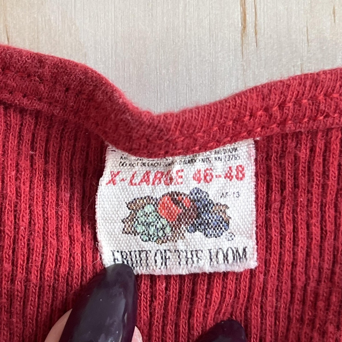 Vintage Fruit Of The Loom Tank Top Womens XL Red Ribbed Cotton