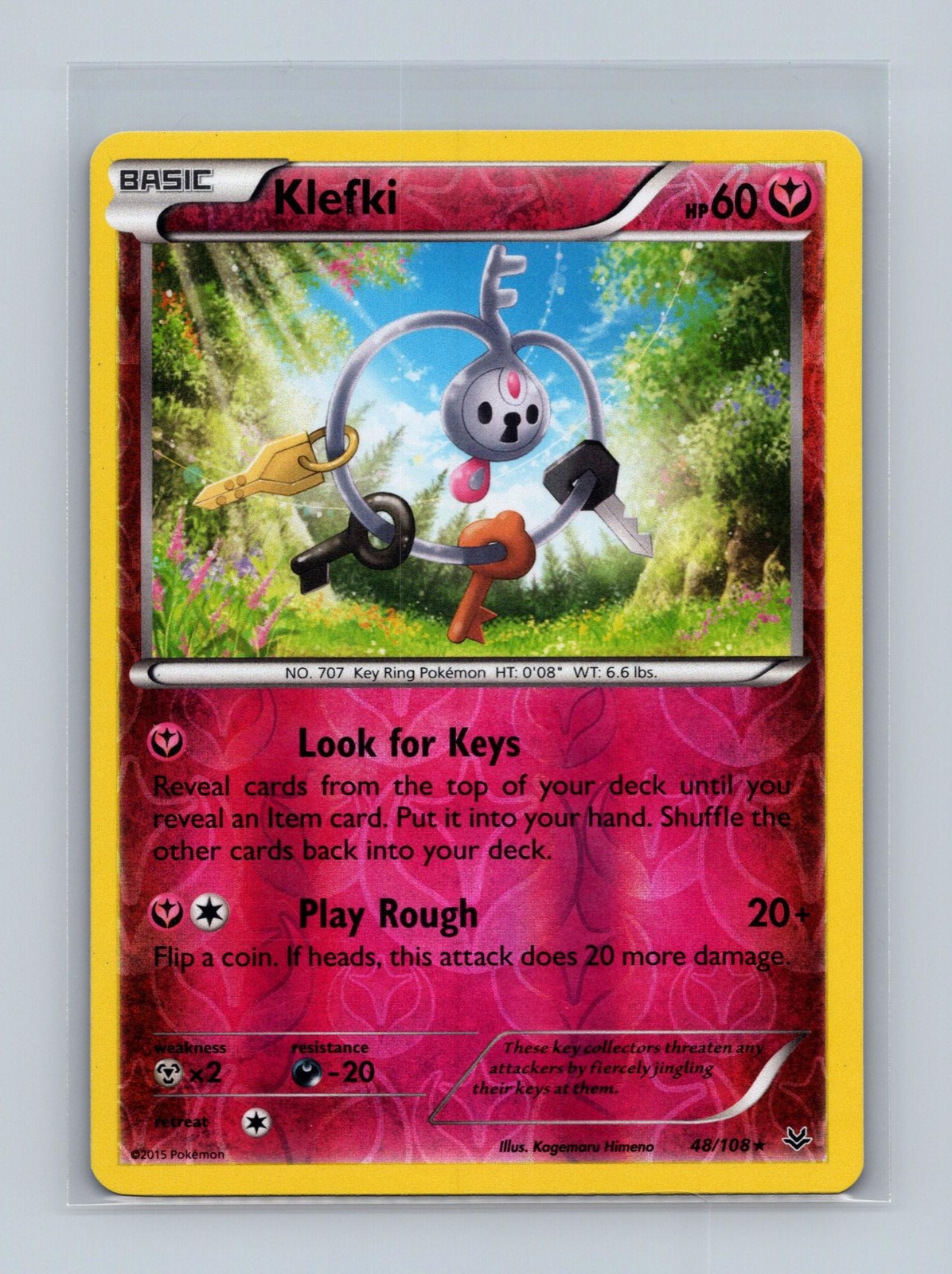Klefki 48/108 Rare Roaring Skies Pokemon Reverse Holo Lightly Played