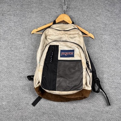 Vintage Jansport Bag Off White Backpack Suede Leather Bottom