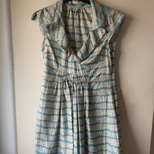 Twenty8Twelve S.Miller 32/34” Silk Dress Zig-Zag Layered Collar Knee lethal 29”w