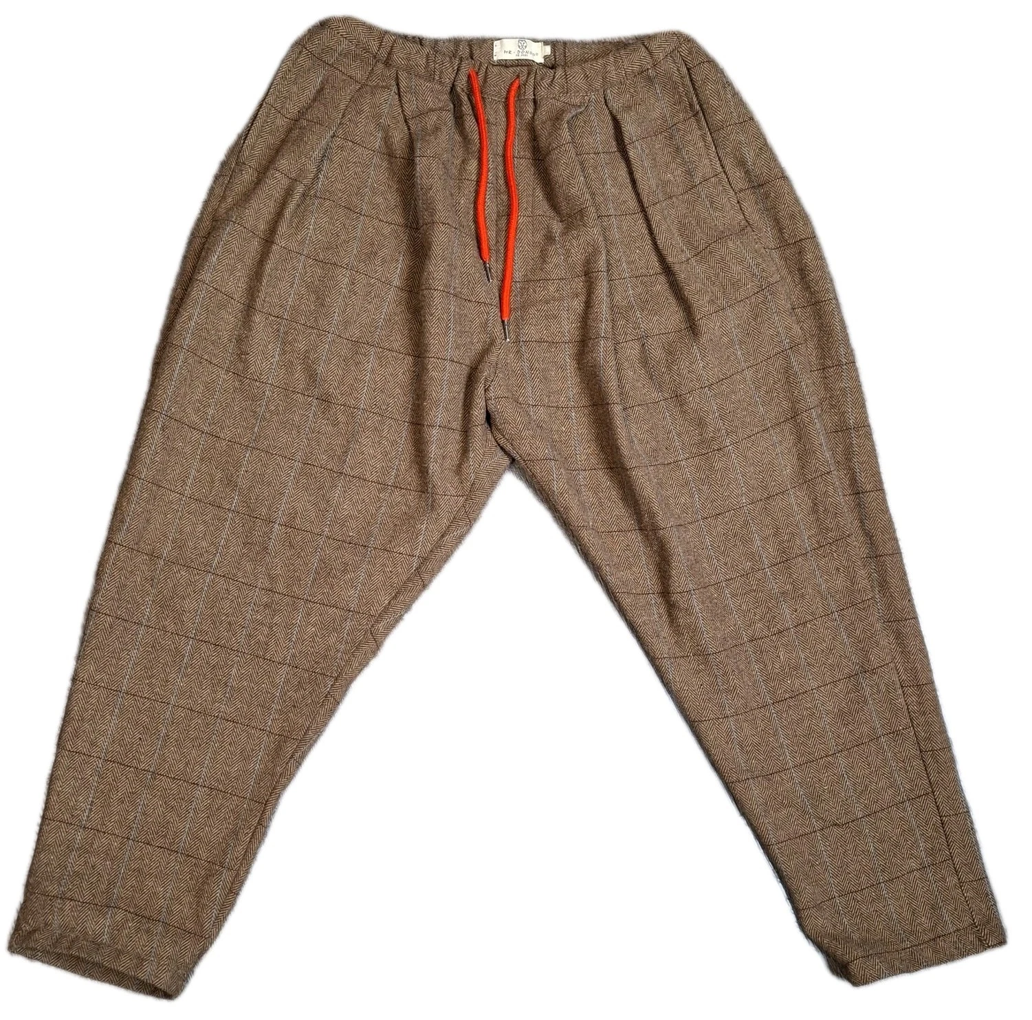 Mr. Donoo 1985 Drawstring Tartan Plaid Stretch Jogger Japanese Harem Pant Sz. ~L