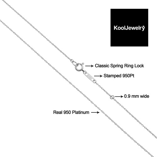 Platinum 950 Light Rope Chain Necklace (0.9 mm, 16 inch) - Picture 2 of 6