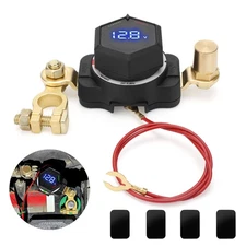 250A Car Battery Disconnect Isolator Cut Off Switch Terminal w/ Voltage Display