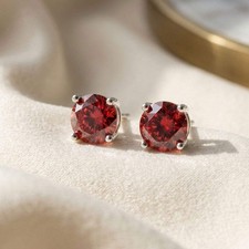 Ruby Moissanite Crystal Sterling Silver Earrings