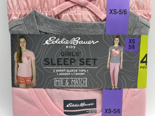 Girls Size S (7/8) Eddie Bauer 4-Piece Sleep Set Mix & Match Pajamas - Picture 2 of 4