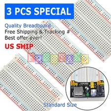 3pcs White Breadboard SYB-400 Tie-points Solderless Prototype PCB Circuit Board 