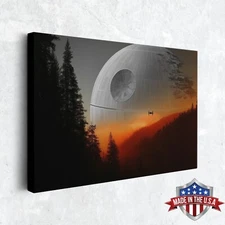 The Empire Descends Death Star Wall Art, Star Wars Canvas Print for Home Decor