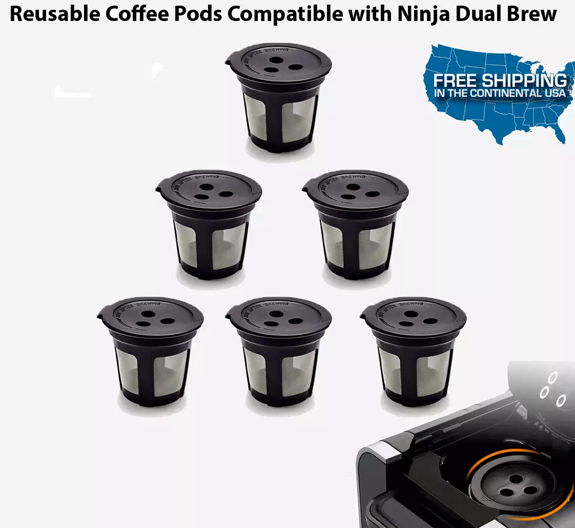 Ninja Dual Brew Coffee Maker 6 Reusable Refillable K Cup Coffee Filter Pods