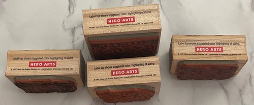 4 estampillas de goma Hero Arts botones de coser corazones trilla estrellas Rb-00 - Imagen 2 de 17