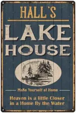 HALL'S Lake House Blue Cabin Home Decor Gift  Metal 112180038030