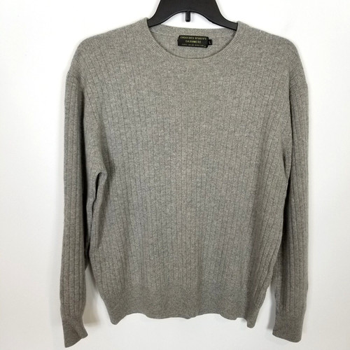 Choix Des Sportifs Men 100% Cashmere Ribbed Pullover Sweater Sz L Gray Cozy