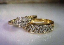 2.50 Ct Round Cut Simulated Diamond Bridal Band Ring Set 14K Yellow Gold Plated