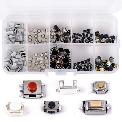 250pcs 10 Types Tact Tactile Push Button Micro Switch Car Remote Key Microswitch