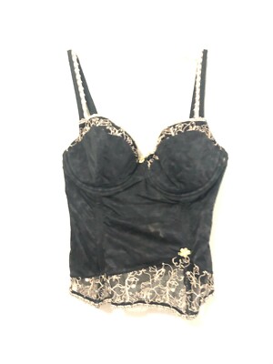 Felina Size 34D Intimate Black Beige Lace Bra Corset Sexy Lingerie Women
