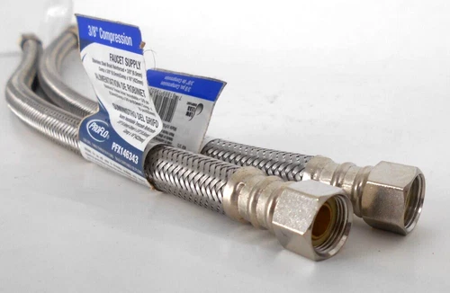 Lot Of 2 ProFlo PXFX146343 3/8" x 3/8" x 16" SS Braided Compression Sink Hose - Picture 4 of 5