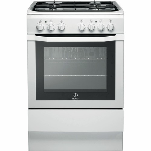 Indesit I6GG1W 60cm Gas Cooker 4 Burner White Oven Grill Storage LPG