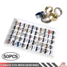 50/100pcs MIX LOT Stainless Steel rings Wholesale Men Women Fashion Jewelry lot