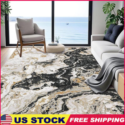 Marble Abstract Area Rug Modern 6x9 ft Luxury Non Slip Washable Floor Carpet New