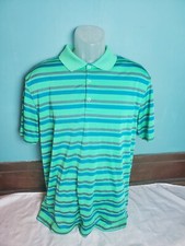 Nike Golf Tour Performance Dri Fit Green Striped Polo Men's Size Large L