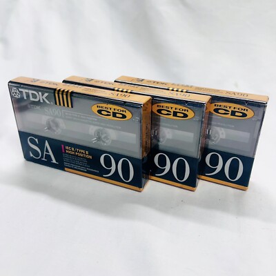 Lot of 3 TDK SA90 Cassette Audio Tape 90 min High Bias Type II New