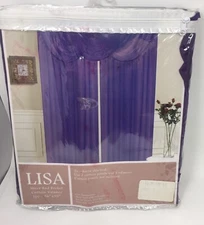 Kashi Home Lisa Sheer Rod Pocket Curtain Valance, Lilac, One 36" x 35" Panel