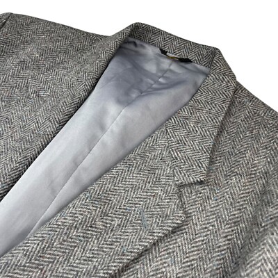 VTG Farah Clothing Co Men's Tweed Wool 2-Button Blazer Gray Herringbone   44R