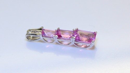 Precioso colgante de diamantes y hielo rosa corte esmeralda de 1,67 quilates de oro blanco de 10 quilates para dama - Imagen 3 de 4