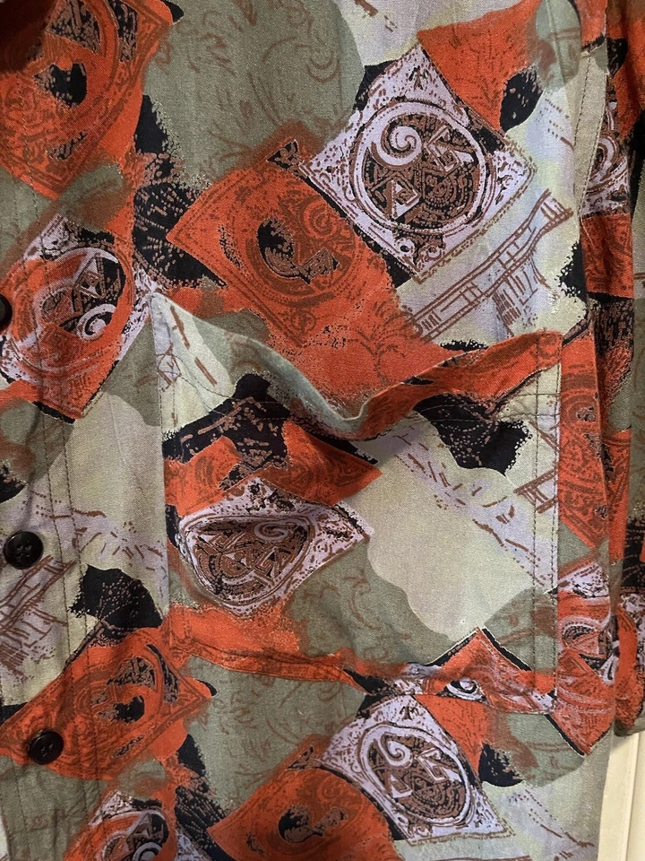 Vintage Casual Shirt XL Retro Modern Geometric Exclusive #99 100% Rayon Nice! - Image 2 of 4