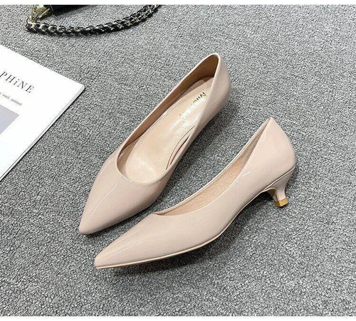 Fashion Womenss Low Kitten Heel Pumps Pointed Toe Slip On Work Office Shoes SZ - Picture 19 of 25