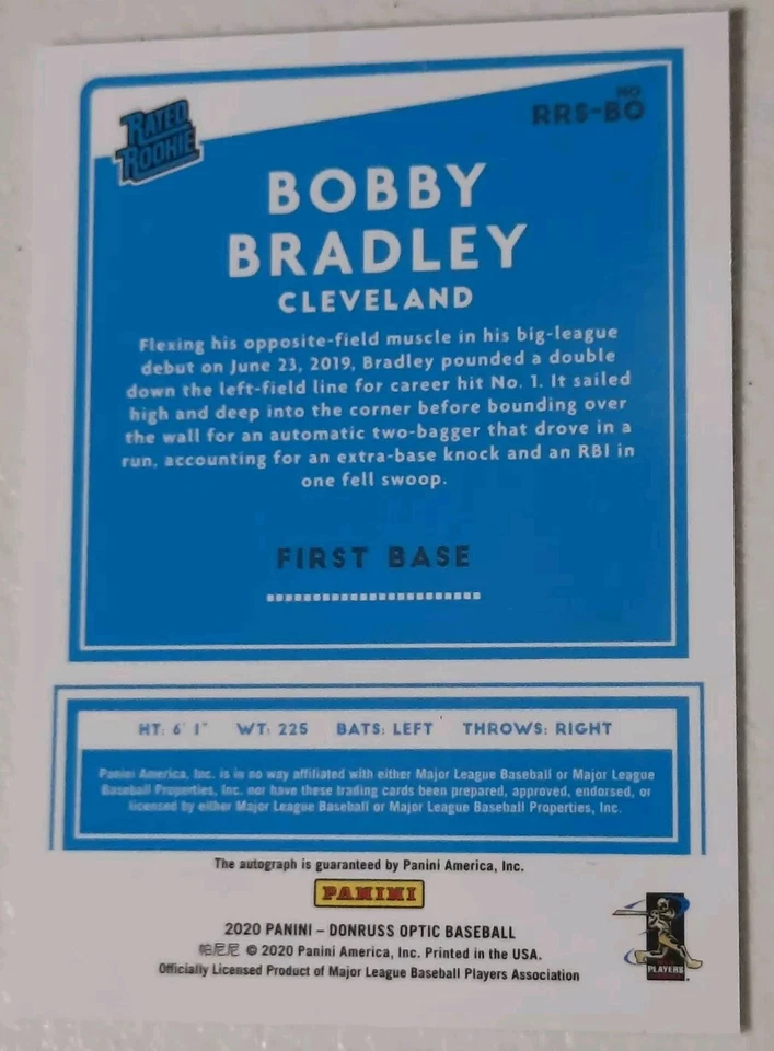 2020 Donruss Optic Bobby Bradley Rated Rookie RC Auto Guardians #RRS-BB  - Image 2 of 2