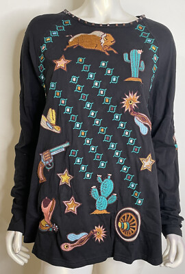 Double D Ranch Top Down Tejas Way L Black Embroidered Buffalo Spurs