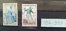 série timbres france oblitérés 1953  n°  956 957    Théâtre Français