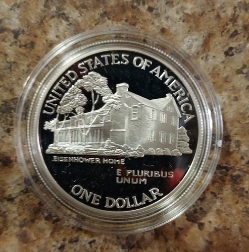 1990 P Eisenhower Centennial Proof Silver Dollar w/Original Box COA PRISTINE BM1 - Picture 2 of 7