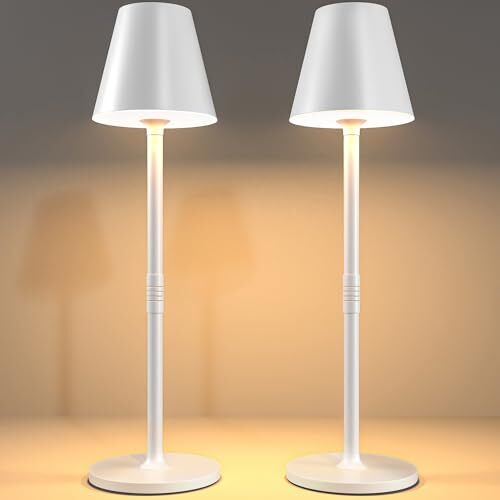 2 Pack LED CordlessTable Lamp,4000mAh Rechargeable Battery Desk White 2pack
