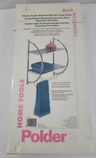 Polder Chrome Wall Mount 2 Tier Bathroom Shelf with Double Towel Bars NEW in box