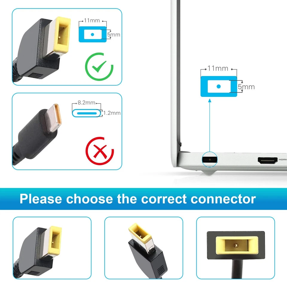 Зарядное устройство для ноутбука 65 Вт 20 В Lenovo ThinkPad Flex 2 Flex 3 Yoga 11 11S Z50-70 Z50-75 - Изображение 3 из 4