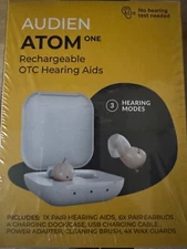 NEW - Audien Atom One Rechargeable OTC Hearing Aids - Free ShipN!