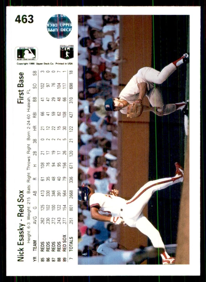 1990 Upper Deck Nick Esasky Baseball Cards #463 - Image 2 of 2
